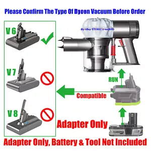 1x Adaptador para batería Ryobi 18V para aspiradora Dyson V6 DC58 DC62 SV04 VCT4 - Imagen 1 de 6