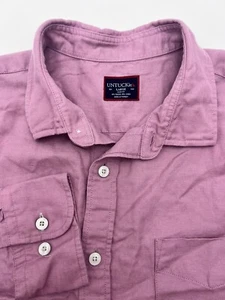 Camicia Untuckit uomo grande L viola manica lunga bottoni slim fit misto lino - Foto 1 di 11