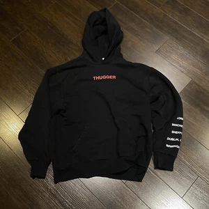 Young Thug THUGGER Cherub Hoodie H&M Mens Size L Black Hooded Pullover Sweater - Picture 1 of 8