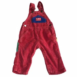 Vintage OshKosh B’gosh Vestbak Red Corduroy Overalls Color Block 12 Months - Picture 1 of 9