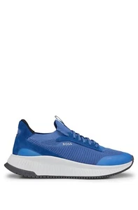 BOSS Trainers Mens Blue Casual Sneakers With Logo - TTNM Evo Slon - Picture 1 of 5