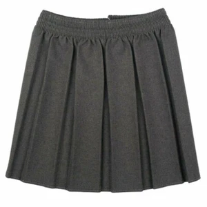 Girls Grey Box Pleated Elasticated Waist Skirt Kids School Uniform - Picture 1 of 1