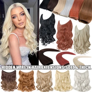 Hidden Invisible Wire In Hair Extensions Nano Ring Hair Piece 100% Real As Human - Picture 1 of 46