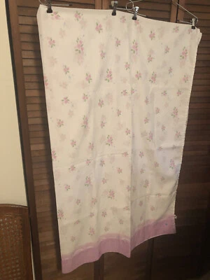 Disney Home Twin Flat Sheet  Pink Floral/Purple Trim - Image 1 of 4