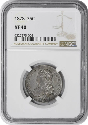 1828 Bust Silver Quarter EF40 NGC Cover