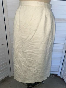 Vintage Damen 100 % Wolle Creme Bleistift Wackel Rock Midi Größe Small 27” Taille - Bild 1 von 10
