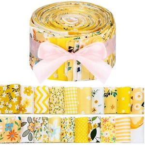 40 Pcs Yellow Floral Fabric Jelly Fabric Quilting Patchwork Roll Yellow Quilt... - Picture 1 of 7