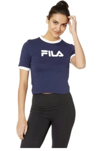Fila Damen Neu mit Etikett kurzärmeliges kurzärmliges Tionne T-Shirt blau Large - Bild 1 von 6