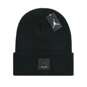 Winter Knit Hat Jordan Jump Logo Unisex Black One Size Cuffed Men's Beanie Cap - Picture 1 of 1