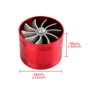 Red Air Intake Turbonator Single Fan Turbine Gas Fuel Saver Turbo Supercharger×1 - Picture 1 of 7