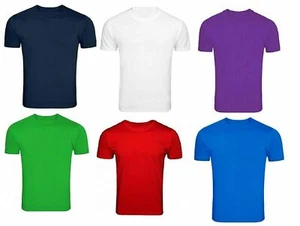 Jungen Mädchen Kinder T-Shirts uni weich Baumwolle Rundhals T-Shirt PE Schuluniform - Bild 1 von 9