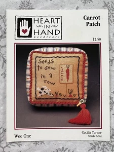 Heart in Hand CARROT PATCH Cross Stitch Leaflet Easter sampler / spring / bunny - Picture 1 of 1