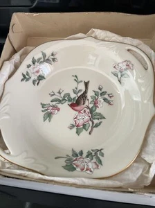 Vintage LENOX Floral Serenade Vintage Two Handle Candy Dish Bowl Bird Tray USA - Picture 1 of 9