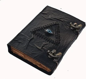 hocus pocus book of spells leather journal deckle edge paper tringle with eye - Picture 1 of 6