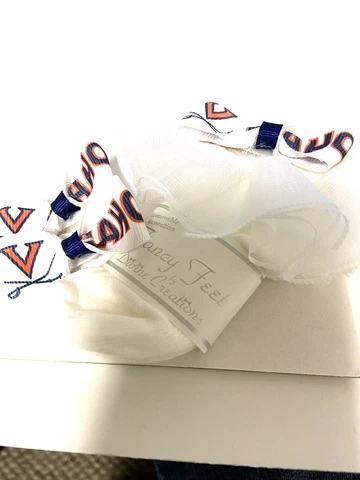 Virginia Cavaliers NCAA Infant White Newborn Socks & Hairbow Set 0-9 Months    C Cover