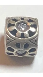 NEW Chamilia Sterling Silver Flower Design Clear Swarovski Crystal Charm Bead - Picture 1 of 2