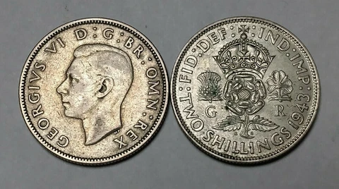 1x 1943 Great Britain Two Shillings (One Florin) - Silver - George VI - WWII Cover