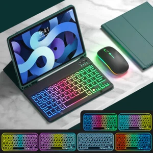 Backlit Keyboard Mouse With Case Cover For iPad 7/8/9/10/11th Gen Air 4 5 6 Pro - Picture 1 of 64