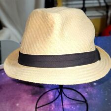 LEVI'S WOVEN STRAW FEDORA HAT CREAM WITH BLACK BAND L/XL GUC