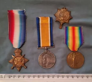 WW1 1914/15 Star Medal Trio & Cap Badge - A.S.C. Motor Transport Sergt. H. Marks - Picture 1 of 18
