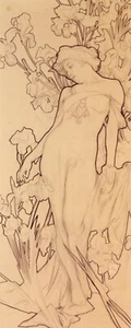 Iris von Alphonse Mucha Giclée Kunstdruck Repro auf Leinwand - Bild 1 von 1