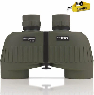 Steiner 10x50 Military / Marine 2035 Binocular w/ Steiner Yellow Float Strap  - Image 1 of 4