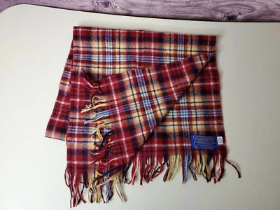 Bufanda PENDLETON 100% LANA PURA Cuadros 52" X 12 3/4" Rojo, Azul, Blanco, Amarillo Foto 1 de 4