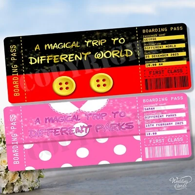 Ticket Flight Boarding Pass Paris Florida Disney Mickey Mouse Minnie Disneyland - Image 1 of 4