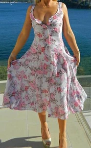 VINTAGE Gorgeous 1980s Original Chiffon Feminine Garden Party Dress - Picture 1 of 5
