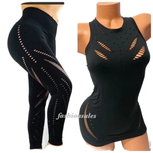 Victoria's Secret Sport nahtlose 7/8 enge Leggings hoher Bund passendes Oberteil Set XL - Bild 1 von 9