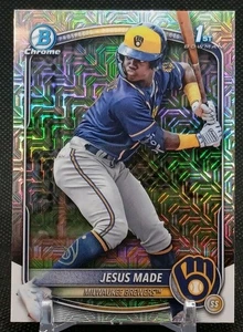 Jesus Made 1st Mojo Refractor 2025 Bowman Chrome #BCP-50 Milwaukee Brewers  - Picture 1 of 9