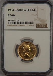 Sudáfrica 1954 oro 1 libra PND prueba NGC PF66 - Imagen 1 de 3