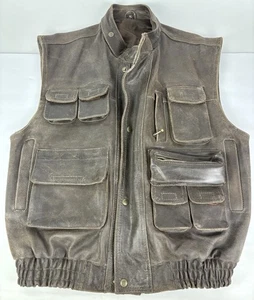 Herren Lederweste Xl Jurassic Park Chris Pratt Style Braun Voll Mehrere Taschen - Bild 1 von 8