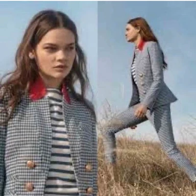 $470 Verónica Barba Nuevo 4 US 40 IT S Azul Cottage Guinga Blazer Chaqueta Abrigo Foto 1 de 4