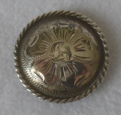 FLEMING 1-1/2" Vintage Solid STERLING Silver Rope CONCHO~BRIDLE~SPUR STRAP~CHAPS - Image 1 of 3