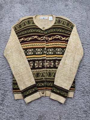 Vtg White Stag Sweater Women Large Southwestern Aztec Fair Isle Granny Cardigan - Image 1 of 4