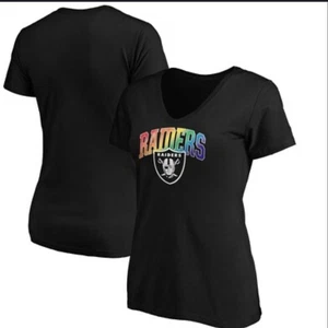 Camiseta para mujer NFL Las Vegas Raiders cuello en V arco iris talla mediana nueva con etiquetas fanáticos - Imagen 1 de 7