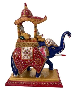 ESTATUA ELEFANTE MEENAKARI AMBABARI ESMALTE Y METAL HECHA A MANO TRIBESINDIA JAIPUR - Imagen 1 de 10