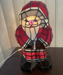 STAINED GLASS 11.5” SANTA CLAUS LAMP SUPER CUTE HOLIDAY DECOR - Picture 1 of 2