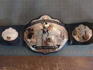 Fantasy Football Championship Belt Heavy Duty Metal Plates Full Size Some Wear - Picture 1 of 6