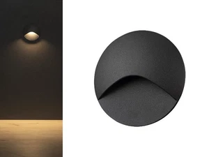 LED Wandeinbauleuchte EXIN IP65 anthrazit rund 230V 2,5W warmweiss wasserdicht - Picture 1 of 6