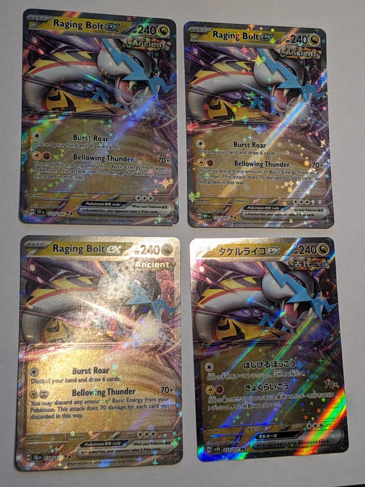 4x PLAYSET  -   MINT Raging Bolt ex Double Rare SV05: Temporal Forces 123/162 NM - Image 1 of 4