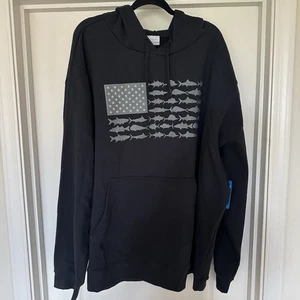Columbia PFG Fish Flag II Black Hoodie Sweatshirt Mens Size 4X - Picture 1 of 7