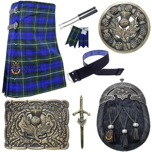 Scottish Tartan Kilt Set 7 Pcs Campbell of Argyll Kilt Outfit For Men Sporran - Picture 1 of 10