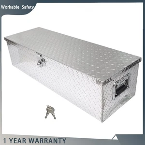39x13x10 Truck Pickup Bed Aluminum Black Tool Box Trailer Storage w/ Lock Key - Picture 1 of 12