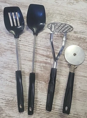VTG Lot Utensils Nylon Basting & Slotted Serving Spoons EKCO Pizza Cutter Masher - Image 1 of 4