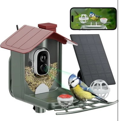 Bird Feeder with Camera Solar Smart Bird House with Camera Outdoor Garden Feeder - Image 1 of 3
