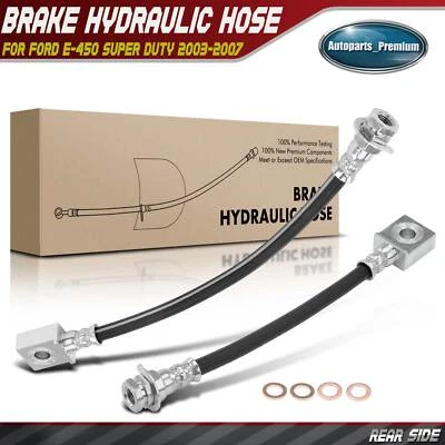 2pcs Rear Left & Right Brake Hydraulic Hose for Ford E-450 Super Duty 2003-2007 - Image 1 of 4