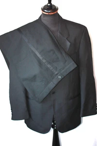 Vtg FH Etiquette black tuxedo evening 2 piece suit 38R W 32 L 30 revival - Picture 1 of 15