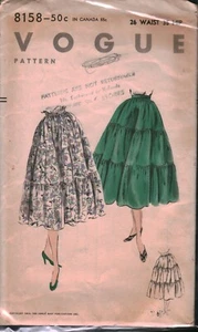 8158 Vintage Vogue Schnittmuster Misses 1940er Stufenrock 26" Taille Party OOP - Bild 1 von 2
